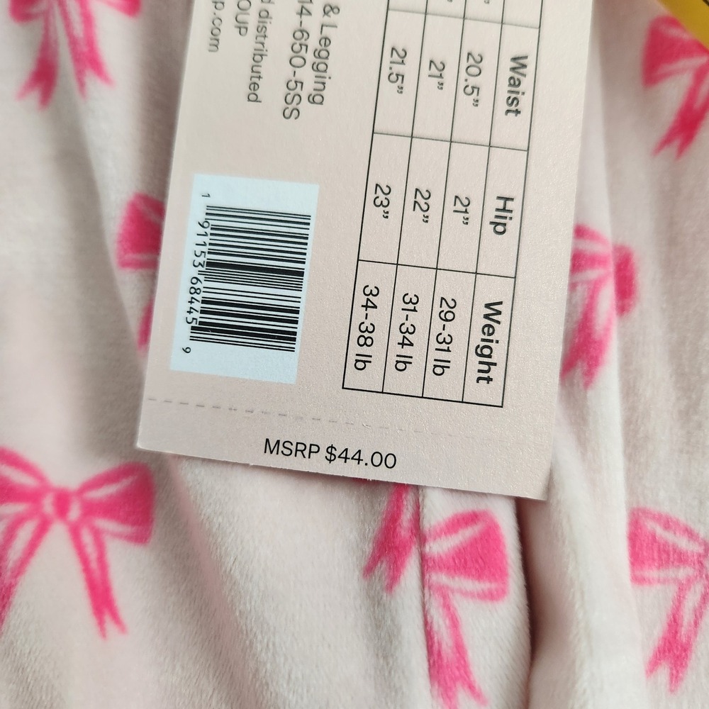 NWT Toddler Girls 2T Pink Velour Bow Pajama Sleepwear 3 Piece Set‎ - Picture 7 of 8